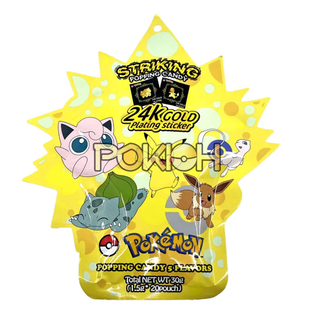 Pokemon Striking Popping Candy 30G + 24K Gold Sticker(1 Random Character) Variety Pack 1. 1 Pack